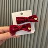 Grampo de cabelo com pompom infantil laço vinho tinto acessório de cabeça outono e inverno Ano Novo faixa de cabeça para menina anel de cabelo acessórios de cabelo para menina atacado