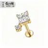 Pendientes de titanio F136 superbrillantes con circonita cúbica compacta, aretes de clip, ear cuffs y tachuelas para cartílago, producto popular transfronterizo con rosca interna
