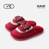 Pantuflas Rojas de Algodón para Recién Casados para Mujer, Pantuflas de Felpa para Boda de Invierno, Pantuflas de Felpa para Dote de Novios para Hombre