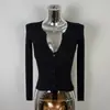 Ropa de Moda Femenina Trendy de Dongdaemun, Coreana, Versátil y Elegante, Corte Ajustado, Sexy Cuello en V, Top de Punto de Manga Corta que Favorece la Figura