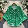Camisa Retro Francesa Elegante con Lentejuelas Pesadas de Lunares para Mujer 2026 Otoño Manga Larga Holgada Adelgazante Chic Top para el Trabajo