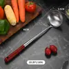 Espátula de Acero Inoxidable 304 con Mango Extendido de Madera Espátula de Chef Cuchara para Freír de Cocina Espátula para Cocinar Cuchara para Sopa Set de Utensilios de Cocina