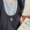 Collar con colgante de corazón, estrella y piedra de metal estilo ins coreano, cadena para suéter de lujo ligero de alta gama, accesorio de moda para mujer