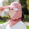 Nuevo Sombrero de Sol de Verano para Mujer para Exteriores con Protección Facial, Gorra de Arena, Sombrero de Sol Elástico para Ciclismo en Bicicleta Eléctrica