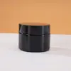 Pote de vidro brilhante preto à prova de luz para creme (15g30g50g), pote dispensador de boca larga preta para creme facial, frasco vazio cosmético para creme para os olhos