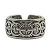 Chiba Estilo Chino Tailandés Plata Retro Doble Dragón Cinco Emperadores Moneda de Cobre Anillo Abierto Personalizado Versátil Tendencia Nacional Joyería