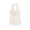 Top Regata Sexy Alça Halter Sem Mangas com Nó Torcido e Costas Abertas para Mulheres - Novo Design Verão 2026