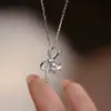 Colar de Laço Transfronteiriço Europeu e Coreano Cao Shi para Mulheres, Joia de Pingente Geométrico Exquisita e Elegante, Essencial para Meninas Doces