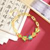 Pulsera de Oro de Arena Método Antiguo Guochao Estilo Chino Mariposa Esmaltada Tallada Pulsera para Mujer Simple Color Duradero Sin Color Primera Joyería
