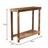 Suporte de Flores de Camada Dupla Varanda Simples Anti-corrosão Carbonizado Suculenta Retangular Sala de Estar Madeira Pequeno Suporte para Aquário Interno Externo