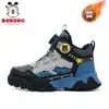 Sapatos de Algodão para Meninos Babudou, Sapatos de Algodão de Couro e Veludo de Inverno, Tênis Esportivos para Crianças, Botas de Neve Quentes para Crianças de Tamanho Médio e Grande