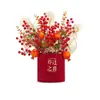 Conjunto de Frutas da Sorte, Flores de Ano Novo, Arranjo de Flores Artificiais de Azevinho, Materiais para Buquê Balde de Abraço de Ano Novo, Decoração