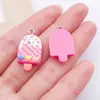 Accesorios para joyería DIY de resina: Pastel de pitahaya rojo rosa, colgante arcoíris, aretes hechos a mano, llavero, adorno colgante