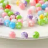Cuentas de Resina Crema Cuentas Redondas Agrietadas Agujero Recto Cuentas de Grava Pulsera Collar Hecho a Mano DIY Accesorios de Joyería Cuentas Sueltas