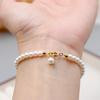 Pulseira de Pérola Redonda Perfeita Aço Titânio Ouro 18K Design Simples Moda Pulseira Estilo Igual Xiaohongshu