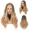 Moda europea y americana gradualmente peluca dorada en la cabeza de grandes ondas para mujer de fibra química seda de alta temperatura para la cabeza una generación de cabello