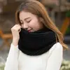 Cachecol feminino de tricô grosso estilo coreano, quente, moda, versátil, cachecol de estudante, outono e inverno, gola de casal em tricô de lã