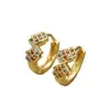 Pendientes Cuadrados de Zirconia de Colores Chapados en Cobre 18K de Personalidad Europea y Americana Moda para el Trabajo Sentido de Alta Gama Cierres de Pendientes Romboidales Accesorios para Pendientes