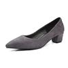 Suministro Transfronterizo Tacón Grueso Tacón Medio Punta Afilada Boca Baja Zapatos de Mujer Talla Grande 40-54 Zapatos de Piel de Ante Zapatos de Moda