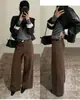 Nuevo Top Otoñal Estilo Europeo Línea Trece de Guangzhou Estilo Retro Americano Pantalones Casuales de Pierna Ancha con Cinturón 20258
