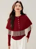 Controle de Preço: Não Inferior a 129 (Preço Real) Conjunto de Duas Peças com Xale/Manta Tricotado com Franjas Retro 2025 com Top Estilo Chanel