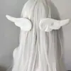 Presilha de cabelo fofa com asas de anjo brancas, presilha de cabelo 2D fofa estilo japonês para meninas, acessório de cabelo subcultural requintado e simples