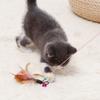 Pluma de alambre de acero elástico divertida palo para gato con campana juguete divertido para gato en gatito juguete interactivo para gato auto-Hola juguete para gato mayoreo