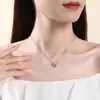 Collar de Pluma de Plata de Ley 925 Estilo Coreano Diseño Ins Corazón Dinámico Colgante Microincrustado de Circonita Cadena para Clavícula de Amistad