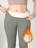 Leggings grossos e quentes para mulheres, forrados com fleece, de cintura alta, slim fit, para outono e inverno, transfronteiriços da Amazon
