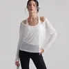 Top Casual de Yoga para Mulheres, Manga Longa Semitransparente Solto Emagrecedor Fitness Pilates Esportivo Camiseta, Versão Fina de Verão