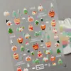 Adesivos Natalinos Relevo Originais Transfronteiriços 3D Impermeáveis Urso Desenho Animado Homem-Pão de Gengibre Adesivos para Nail Art Estilo AA