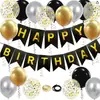 Set de Globo con Banner de Cumpleaños Transfronterizo para Niños, Niñas y Adultos, Suministros para Fiesta de Decoración de Cumpleaños, Guirnalda, Banner y Serpentinas