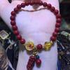 Pulsera Vintage al por Mayor de Arena Dorada Morada Cinnabar de Mina Antigua para Mujer, Joyería Étnica con Cuentas