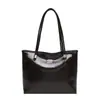 Bolso tote brillante de comercio exterior, bolso de mano de color liso, bolso de hombro versátil retro casual de gran capacidad, bolso para el antebrazo de uso diario
