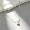 Colar de Corrente Clavicular com Pingente de Gota de Água com Diamante Único Transfronteiriço, Aço Titânio Banhado a Ouro 18K, Não Desbota, Simples e Exquisito com Design Único
