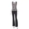 Conjunto de Dos Piezas de Nueva Moda Transfronterizo Europeo y Americano para Mujer: Elegante Conjunto de Top sin Mangas Ajustado con Estampado de Leopardo y Pantalones Largos Acampanados Bloque de Color para Mujer