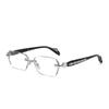 Gafas de metal lisas sin marco para mujer, estilo retro Pure Desire Y2K, se pueden equipar con montura para miopía, gran sentido de la sabiduría.