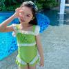 Traje de baño de una pieza para niñas, estilo occidental, con lazo, nuevo traje de baño de verano para niños, moda de celebridades de Internet, estilo coreano, venta al por mayor
