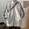Moletom Esportivo Estilo Americano com Três Barras e Zíper Duplo, Marca da Moda, para Homens e Mulheres, Pessoas de Meia-Idade e Jovens, Jaqueta Cardigan Top para Outono e Primavera