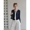 Ummoimo xale de gravata elegante com bolinhas, camiseta retro de manga comprida para mulheres, top de outono com bordado de laço