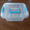 Conjunto de 3 peças de caixas de armazenamento portáteis, caixas organizadoras de cor sólida com alça, caixas de armazenamento, caixas de refrigeração para frutas e caixas de conservação