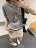 Camiseta de Manga Corta con Estampado de Frutas en Bloques de Color para Mujer Estilo Verano 2025 Estación Europea Tops de Estilo Europeo para Mujer Casual
