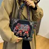Bolsa de Lona para Llevar Lonchera, Bolso de Mamá, Bolsa para el Almuerzo para el Trabajo y Salidas, Bolso de Mano de Moda Bordado para Mujer