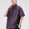 Camisa Polo Estilo Americano, Camiseta de Manga Corta para Hombre Funcional Resistente al Viento Secado Rápido Seda de Hielo, Camiseta Casual Ligera de Media Cremallera para Exteriores de Verano