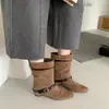 Primer Encuentro Temporada 2026 Hebilla Atmósfera Cuña Botas Vaqueras Mujer Piel Mate Adelgazantes Versátil Botas de Jinete