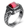 Anel Personalizado Europeu e Americano Transfronteiriço com Padrão de Cobra Tendência para Homens com Strass, Anel Vintage Ousado de Vidro Vermelho em Aço Inoxidável Venda por Atacado
