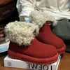 Botas de nieve cálidas con forro de forro polar esmerilado para mujer 2026 Estilo coreano moderno nuevas botas cortas de invierno vintage con punta ancha y suela gruesa tipo Birkenstock