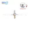 Pendientes de aleación de titanio F136, joyería de piercing para tragus, labio, con rosca interna, con incrustaciones de microdiamantes pequeños, diseño de cruz de meteorito, lujo ligero