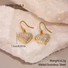 Moda Transfronteriza Europea y Americana Temperamento Pendientes de Acero Inoxidable en Forma de Corazón Pendientes de Diamantes de Lujo Ligero Femeninos Pendientes al por Mayor
