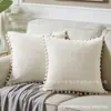 Funda de almohada de pana de color liso con borde cruzado, moderna y sencilla, con tiras de maíz y bordes unidos, decorativa para sofá de sala de estar.